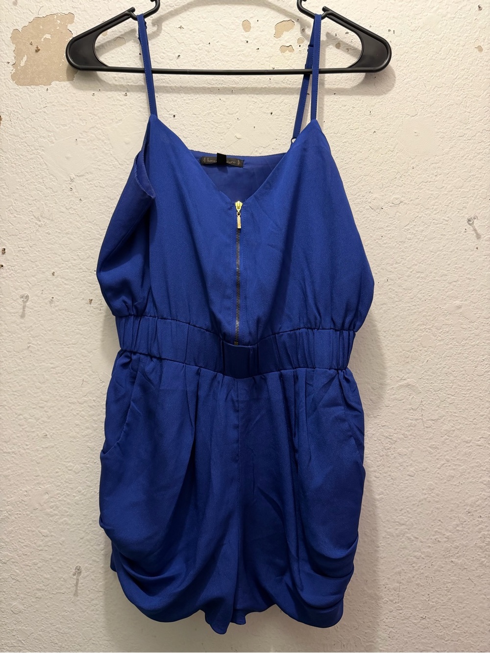 Lucca Couture Royal Blue Dress with Gold Zipper